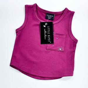 Little Bipsy star pocket maroon tank 3-6m NWT